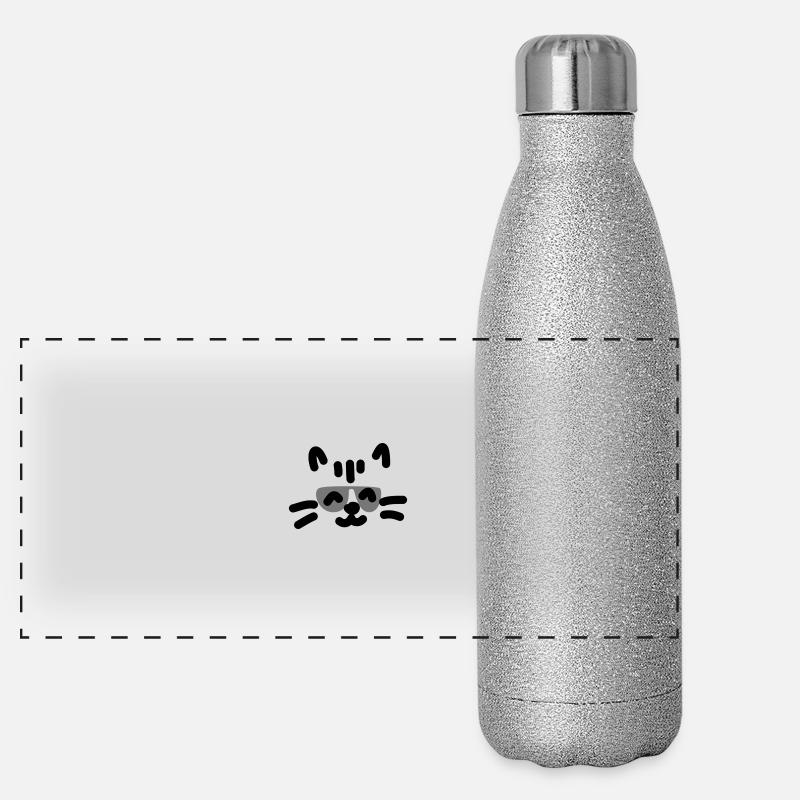 Cool Cat Katze Panorama Glitzer Isolierflasche 500 ml