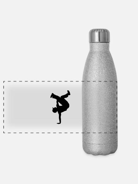 bboy style - Panorama Glitzer Isolierflasche 500 ml - Silber Glitzer - Vorne