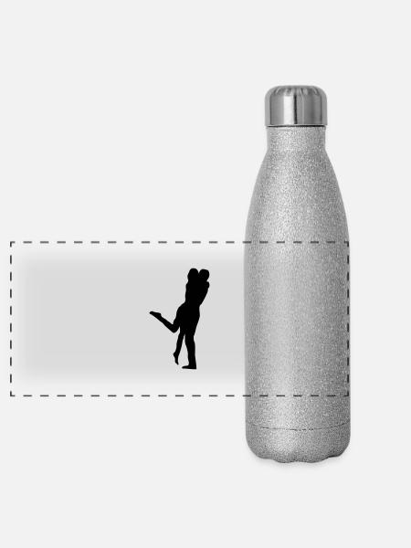Kuss - Panorama Glitzer Isolierflasche 500 ml - Silber Glitzer - Vorne