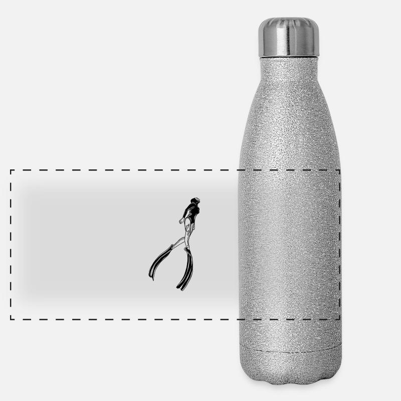 Femme plongeuse libre avec palmes Gourde isotherme panoramique pailletée 500 ml