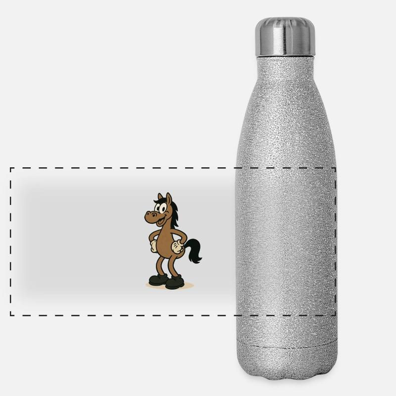 pferd comic Panorama Glitzer Isolierflasche 500 ml