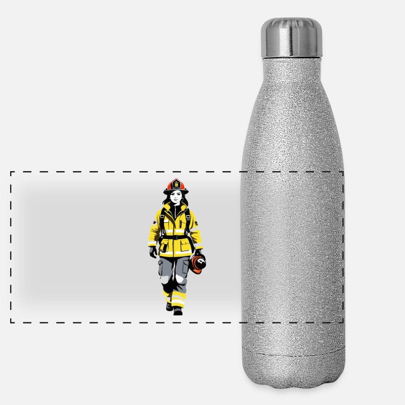 Feuerwehrfrau - Beruf Design Sticker Panorama Glitzer Isolierflasche 500 ml