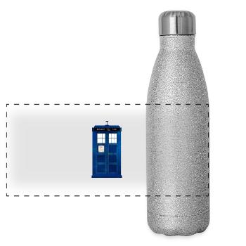 Doctor Who Police Box - Panoramic Glitter Thermal Bottle 500 ml - silver glitter - Front