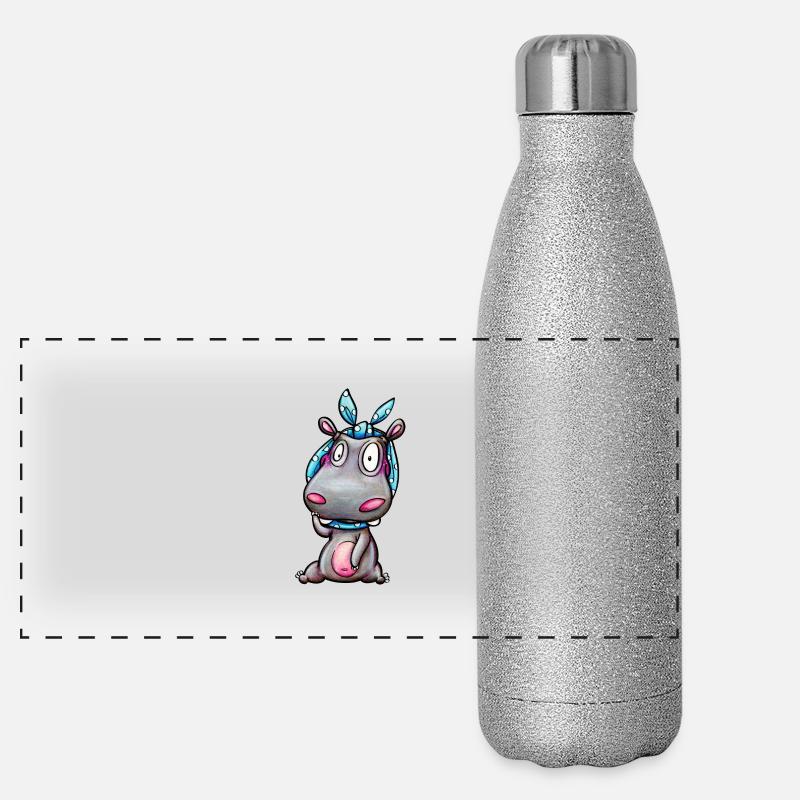 hippo with kerchief Panorama Glitzer Isolierflasche 500 ml