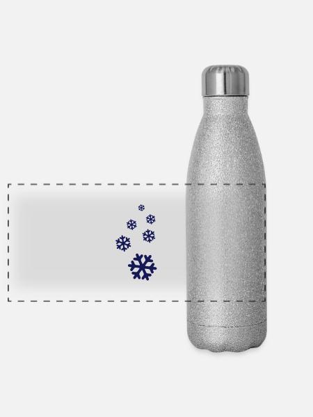 Schneeflocken - Panorama Glitzer Isolierflasche 500 ml - Silber Glitzer
