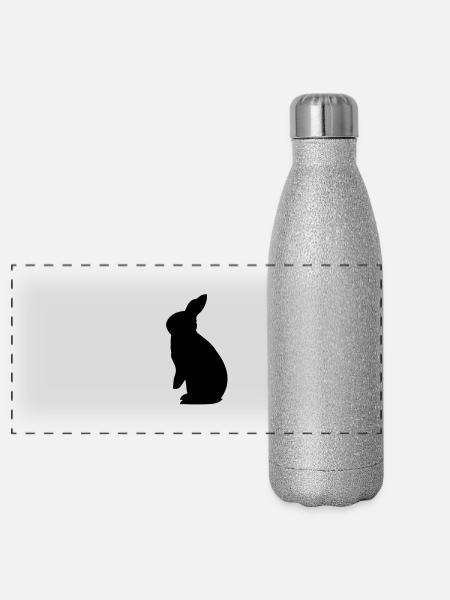 Rex rabbit rabbit bunny breed long-eared rodents - Panoramic Glitter Thermal Bottle 500 ml - silver glitter - Front