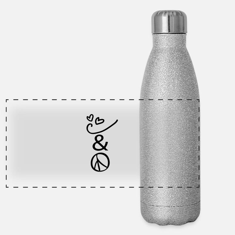 Love & Peace-Zeichen Panorama Glitzer Isolierflasche 500 ml