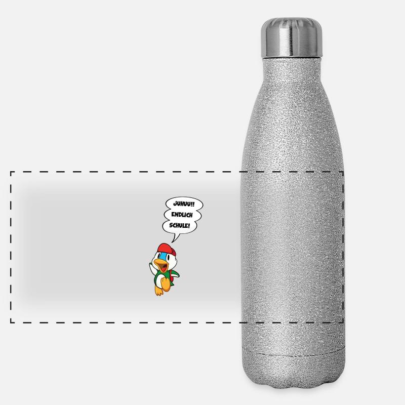 Cartoon Ente endlich Schule, Kindergarten DD Panorama Glitzer Isolierflasche 500 ml