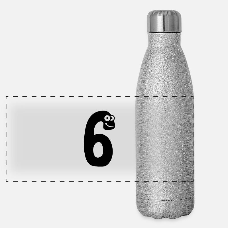 Number 6 six comic cartoon funny face Panoramic Glitter Thermal Bottle 500 ml
