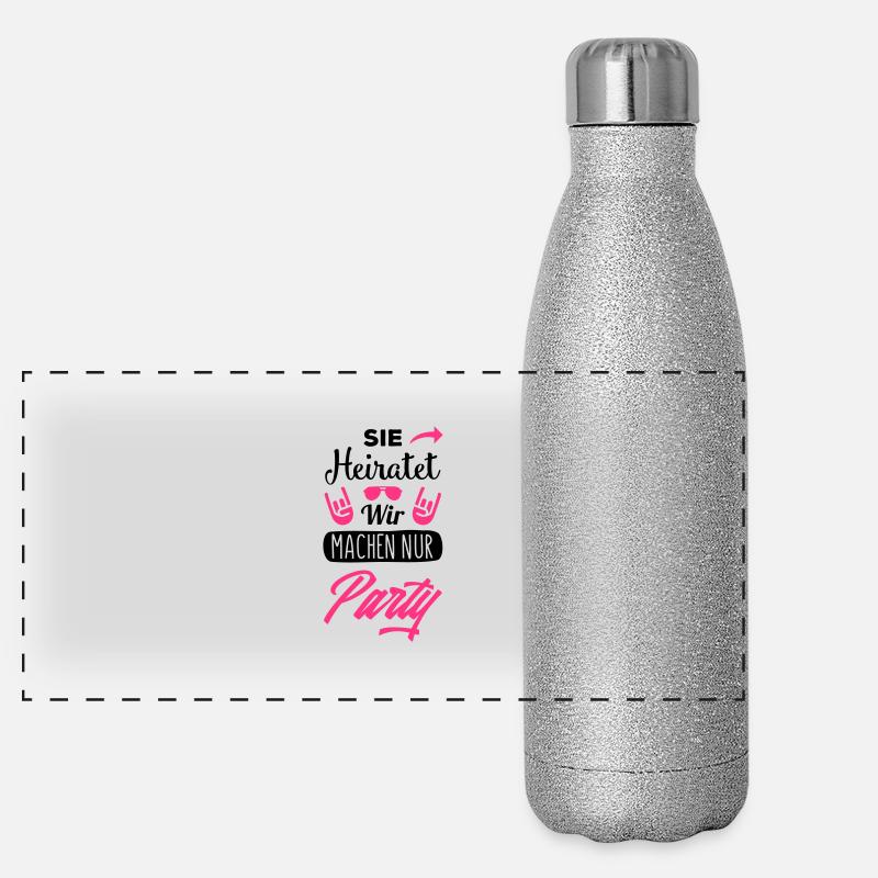 sie heiratet wir machen party Panorama Glitzer Isolierflasche 500 ml