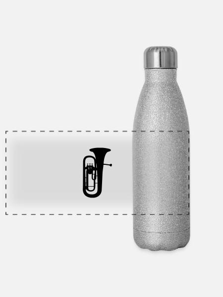 euphonium. - Panorama Glitzer Isolierflasche 500 ml - Silber Glitzer - Vorne
