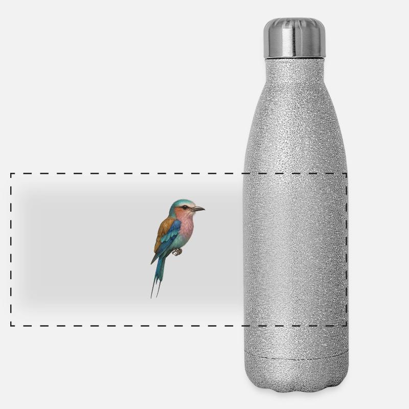 Oiseau lilas – tropical et onirique Gourde isotherme panoramique pailletée 500 ml