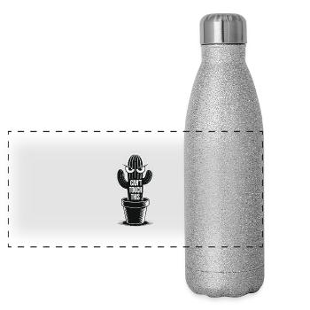 Can't Touch This – Funny Cactus with Saying - Panoramic Glitter Thermal Bottle 500 ml - silver glitter - Front