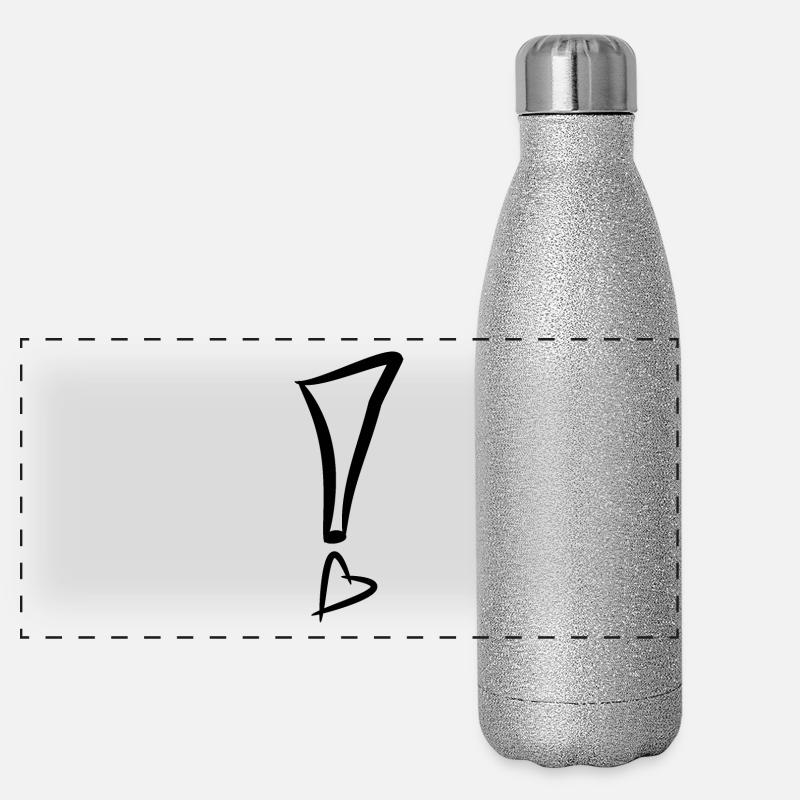 Point d’exclamation avec coeur noir Gourde isotherme panoramique pailletée 500 ml