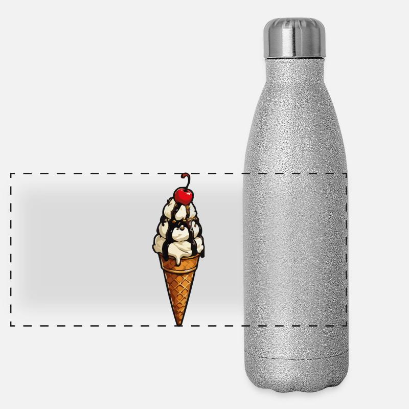 Schmelzende Eiscreme Krone im Waffel Panoramic Glitter Thermal Bottle 500 ml