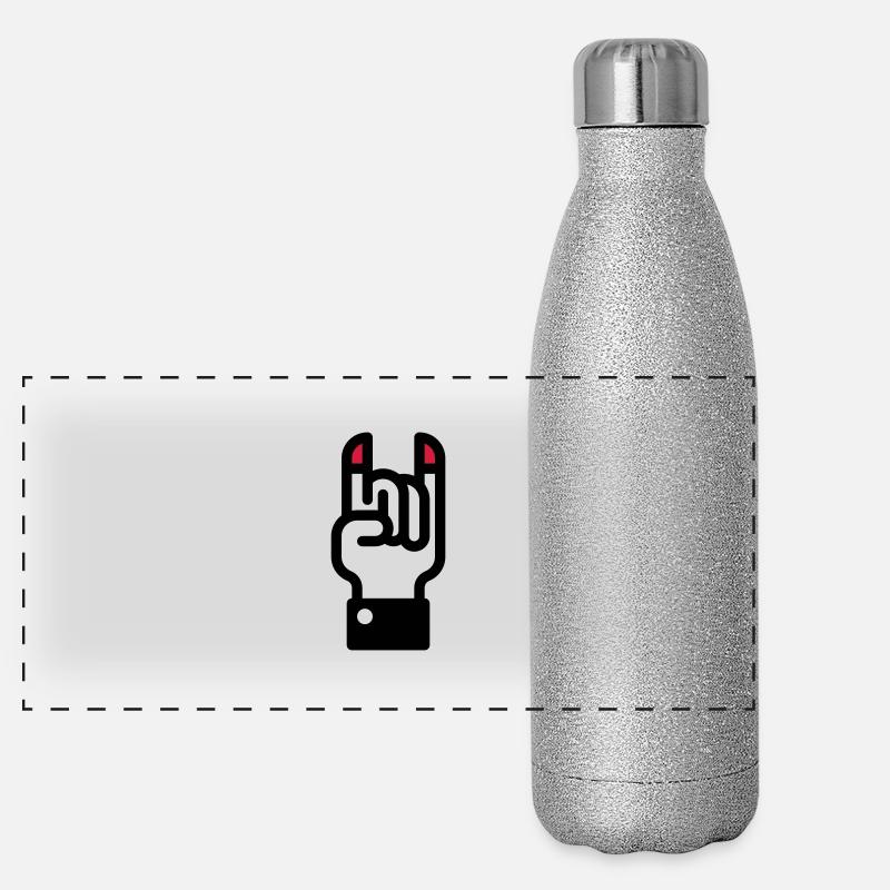 Devil's Horns Hand Signal / Teufelshörner Panoramic Glitter Thermal Bottle 500 ml