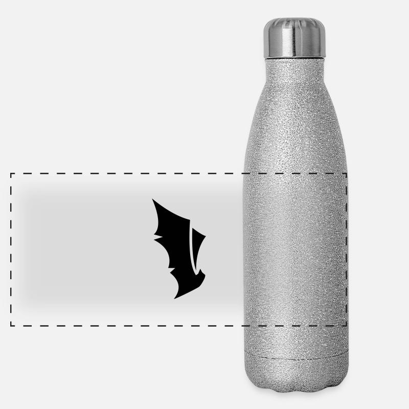 Gothic Bat Symbol – Schwarz-Weiß Motiv Panorama Glitzer Isolierflasche 500 ml