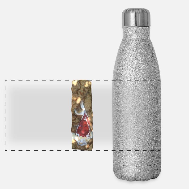 Koi-Fisch auf rustikalem Marmor Panorama Glitzer Isolierflasche 500 ml