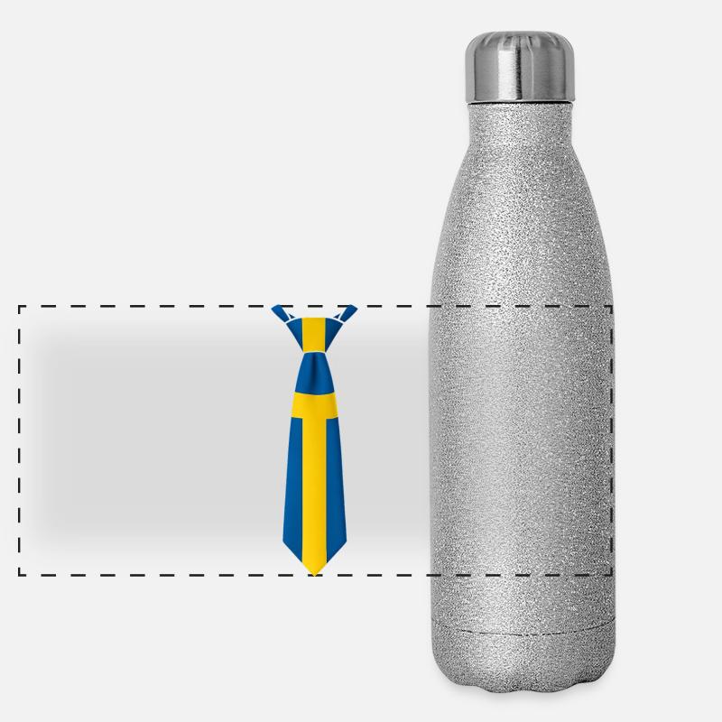 Drapeau suédois à cravate rayée Gourde isotherme panoramique pailletée 500 ml