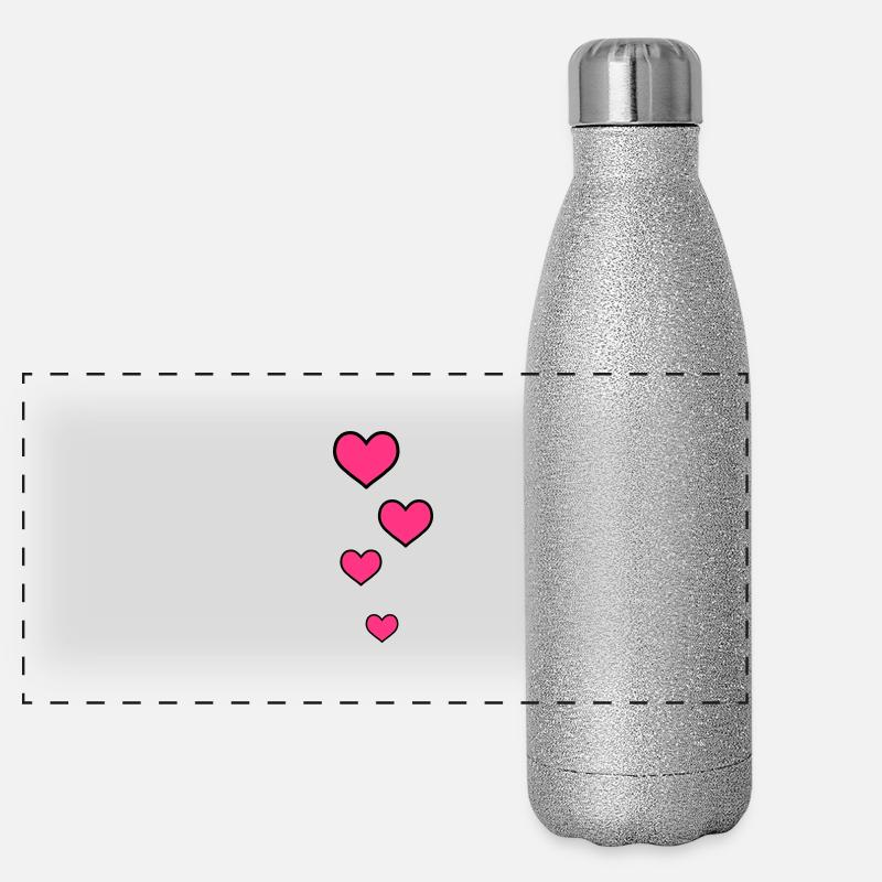 hearts Panoramic Glitter Stainless Steel Thermal Bottle