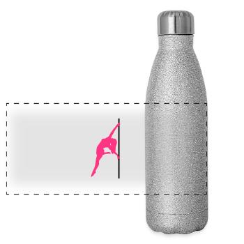 Pole Dance - Panorama Glitzer Isolierflasche 500 ml - Silber Glitzer - Vorne