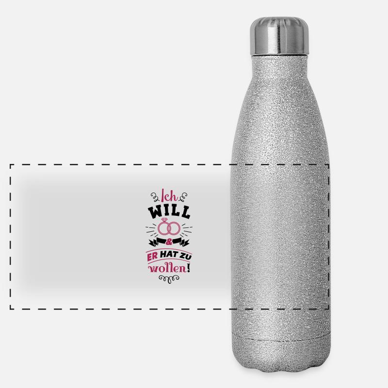 ich will er hat zu wollen ringe Panorama Glitzer Isolierflasche 500 ml