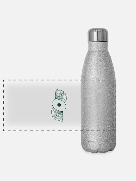Ginkgo - Panoramic Glitter Thermal Bottle 500 ml - silver glitter - Front