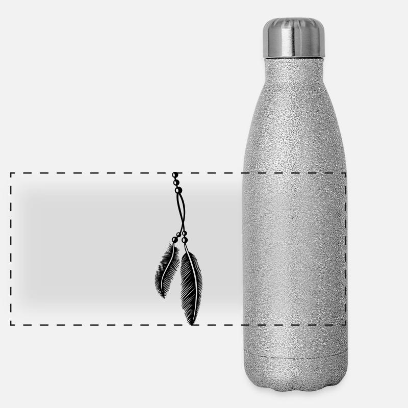 Federn an Kette, feathers, Native American Panorama Glitzer Isolierflasche 500 ml