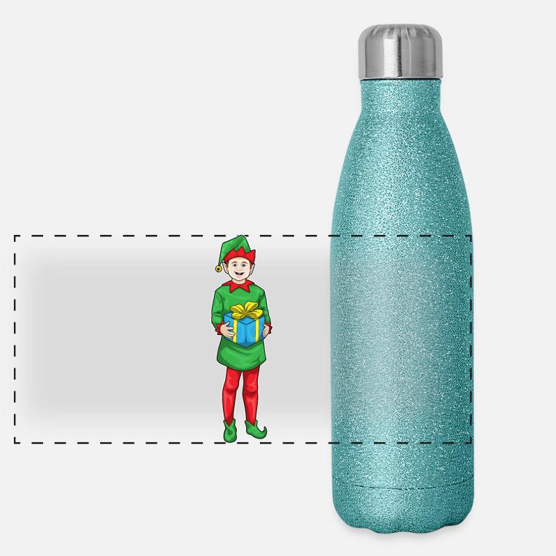 Elf Christmas Package Panoramic Glitter Thermal Bottle 500 ml