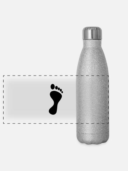 empreinte de pied - Gourde isotherme panoramique pailletée 500 ml - paillettes argentées - Devant