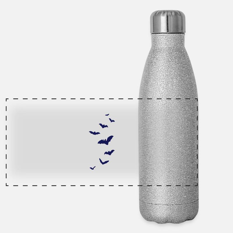 bat, halloween, a nightmare, cemetery, night, Panoramic Glitter Thermal Bottle 500 ml