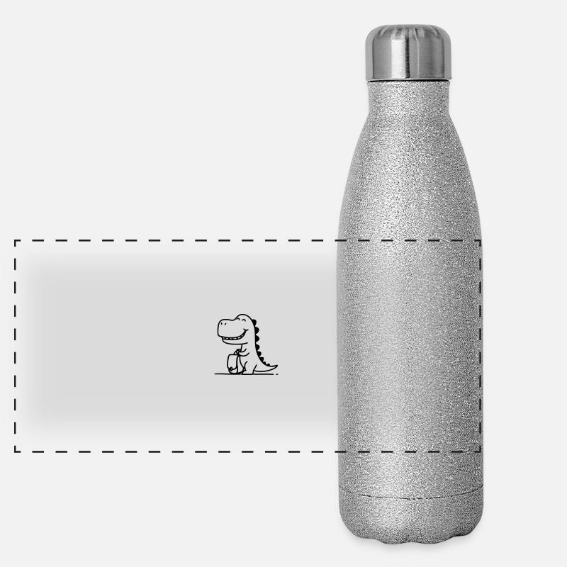 Comic-Dino Schulanfänger – Einschulungsdesign Panorama Glitzer Isolierflasche 500 ml