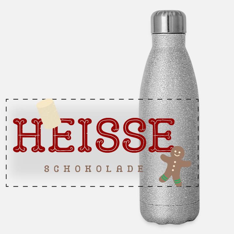Hesse Schokolade Weihnachtsdesign - Panorama Glitzer Isolierflasche 500 ml - Silber Glitzer