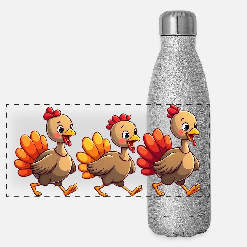 Bébé dinde de Thanksgiving Gourde isotherme panoramique pailletée 500 ml