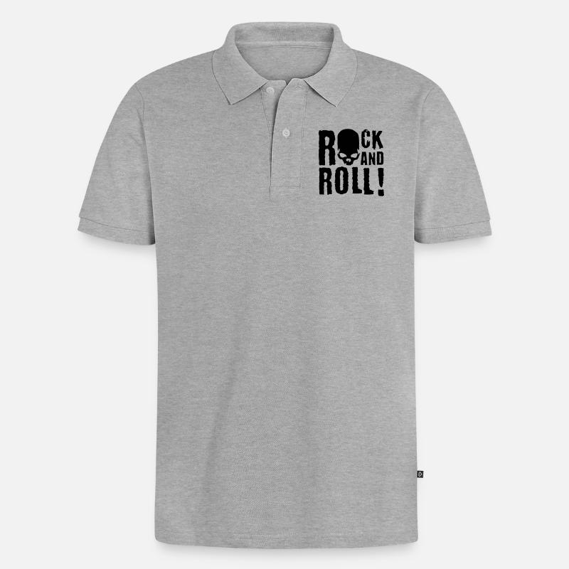 rock_and_roll_c_1c - Männer Premium Bio Polo Shirt - Grau meliert
