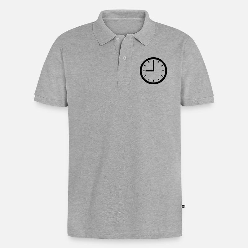 Uhr - Männer Premium Bio Polo Shirt - Grau meliert