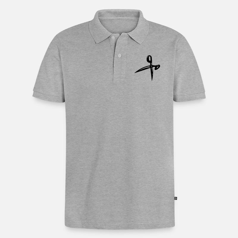 Schere - Männer Premium Bio Polo Shirt - Grau meliert