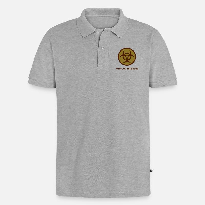 VIRUS INSIDE - Männer Premium Bio Polo Shirt - Grau meliert