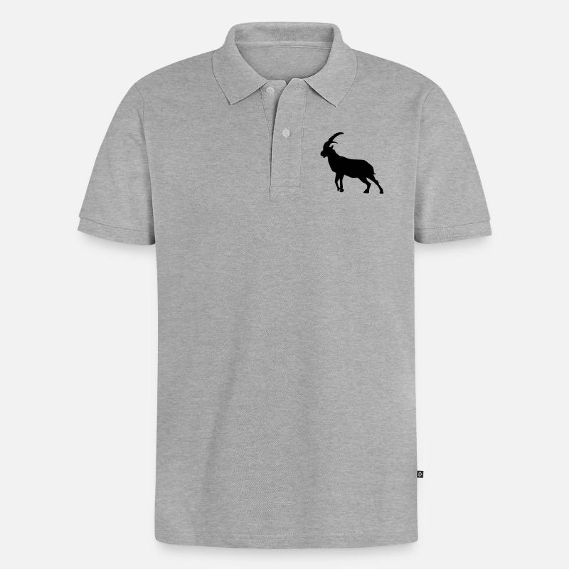 steinbock steinbock silhouette tier berg - Männer Premium Bio Polo Shirt - Grau meliert
