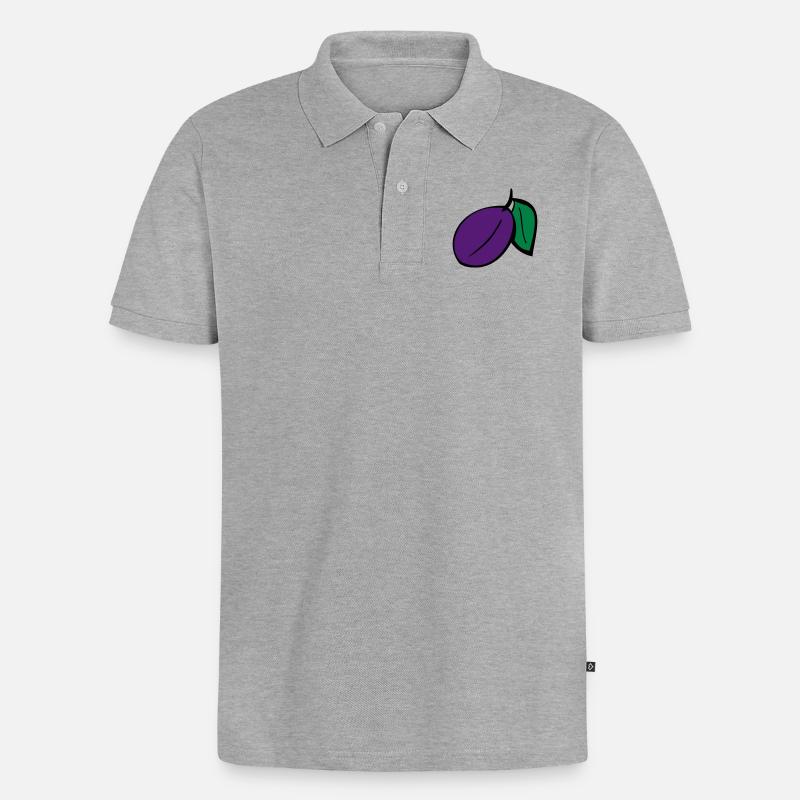 Pflaume - Männer Premium Bio Polo Shirt - Grau meliert