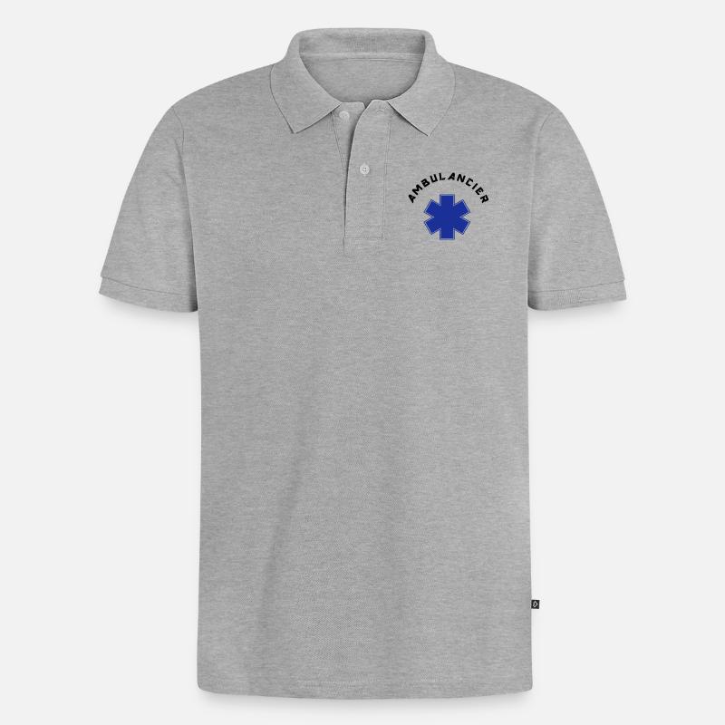 ambulancier logo 6 - Männer Premium Bio Polo Shirt - Grau meliert