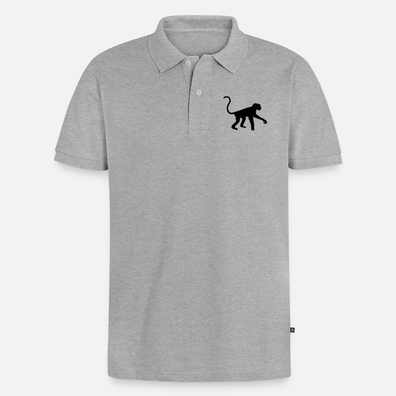 Affe - Männer Premium Bio Polo Shirt - Grau meliert
