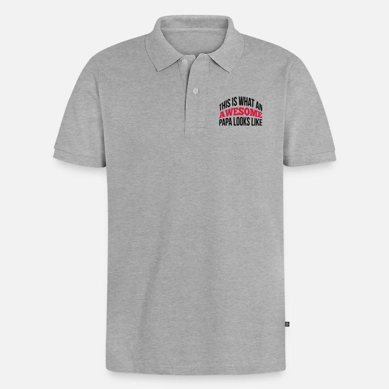 Papa - Männer Premium Bio Polo Shirt - Grau meliert
