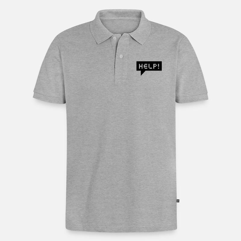 bulle d'aide (b, 1c) - Polo bio Premium Homme - gris chiné