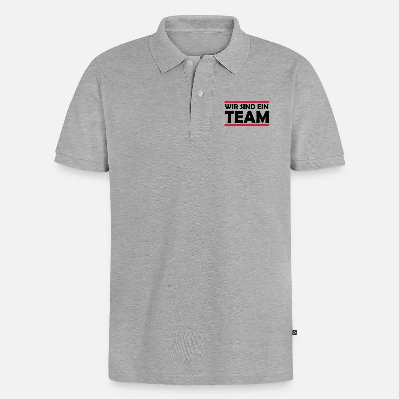 wir_sind_ein_team_02 - Männer Premium Bio Polo Shirt - Grau meliert