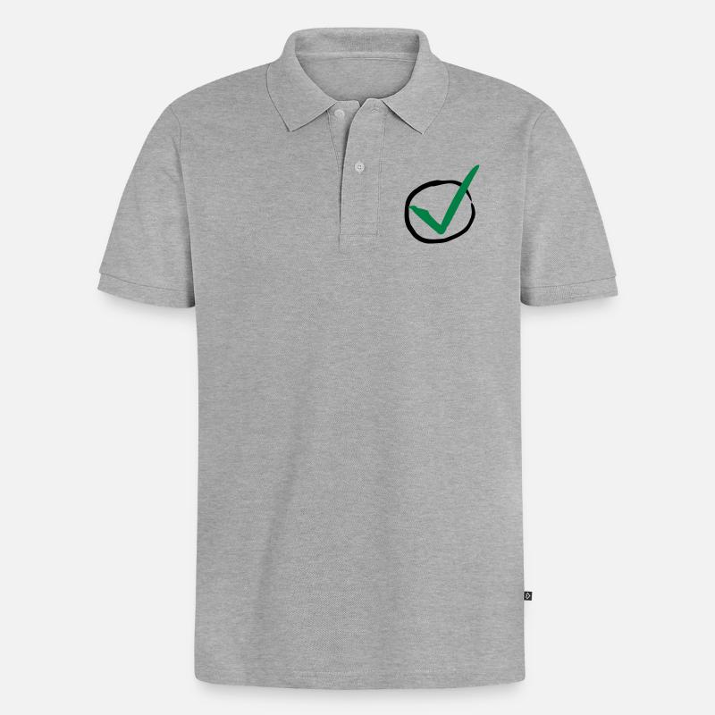 Checkmark - Männer Premium Bio Polo Shirt - Grau meliert
