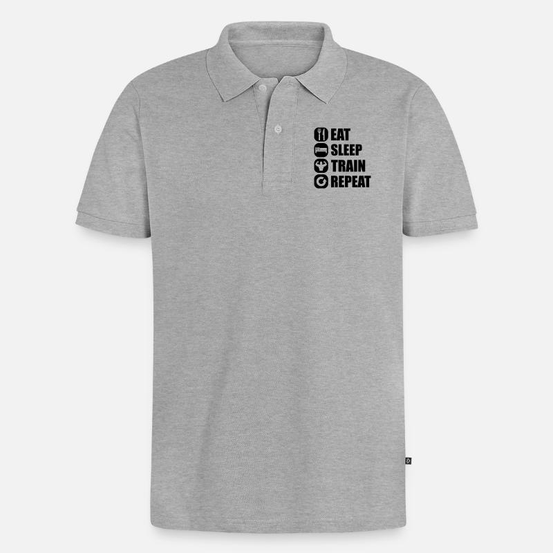 eat_sleep_train_repeat_8_1f - Polo bio Premium Homme - gris chiné