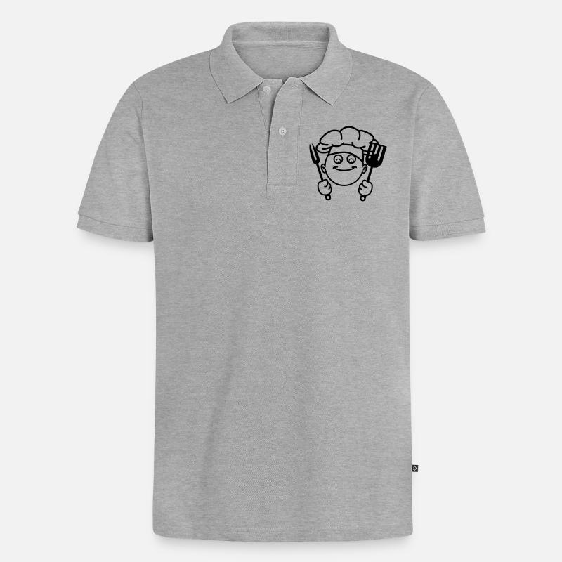 Cuisiner le barbecue - Polo bio Premium Homme - gris chiné