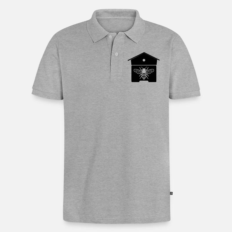 Bienenhaus oder Bienennest - Männer Premium Bio Polo Shirt - Grau meliert