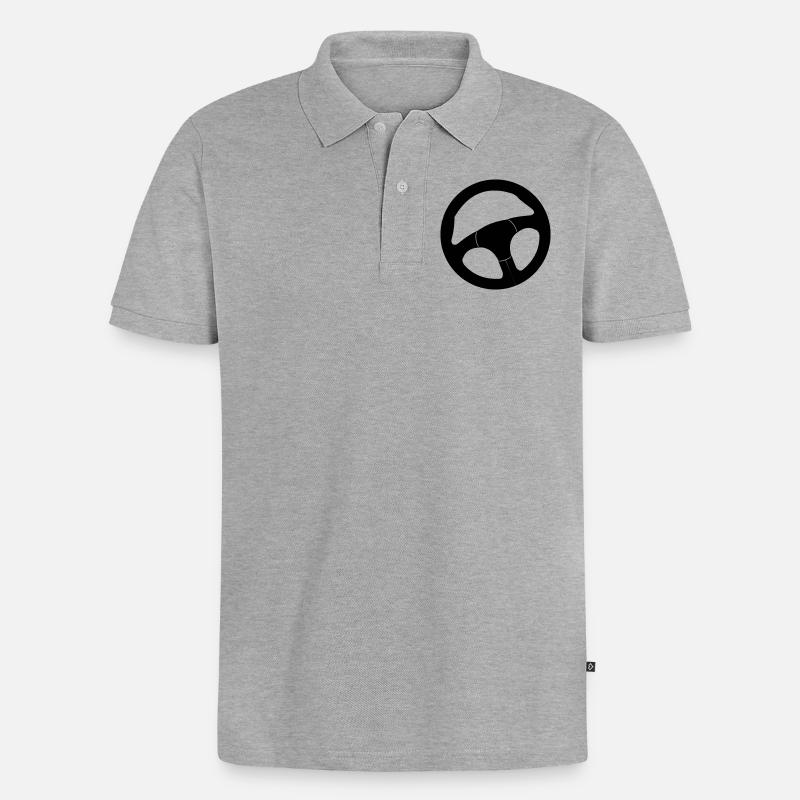 Auto Lenkrad - Männer Premium Bio Polo Shirt - Grau meliert